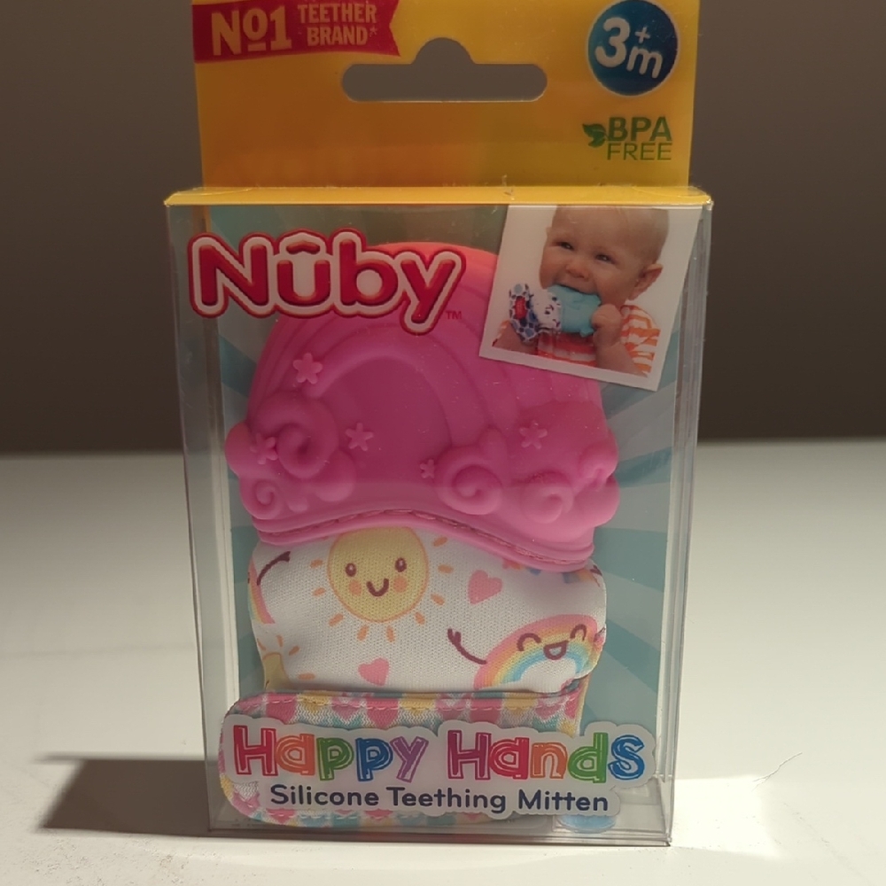 Nuby Pink Silicone Teething Mitten for Kids